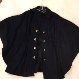Navy wool cape coat